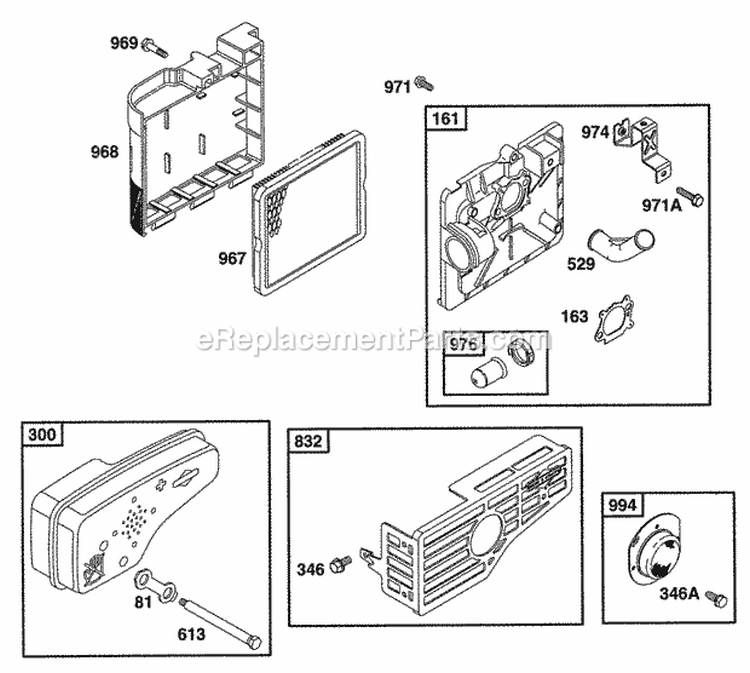 Air Cleaner Grp Muffler Grp Diagram and Parts List for 12S802-0844-01  Briggs and Stratton Engine